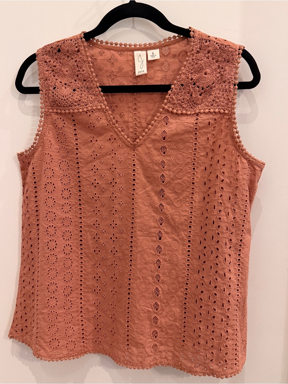 Joie Eyelet Lace Tank Blouse Small Boho-Chic / Cottagecore / Coastal Grandmother